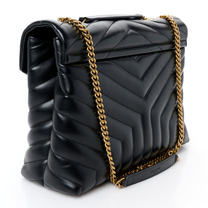 Saint Laurent Calfskin Y Quilted Monogram Medium Loulou Chain Satchel Black 3 of 11
