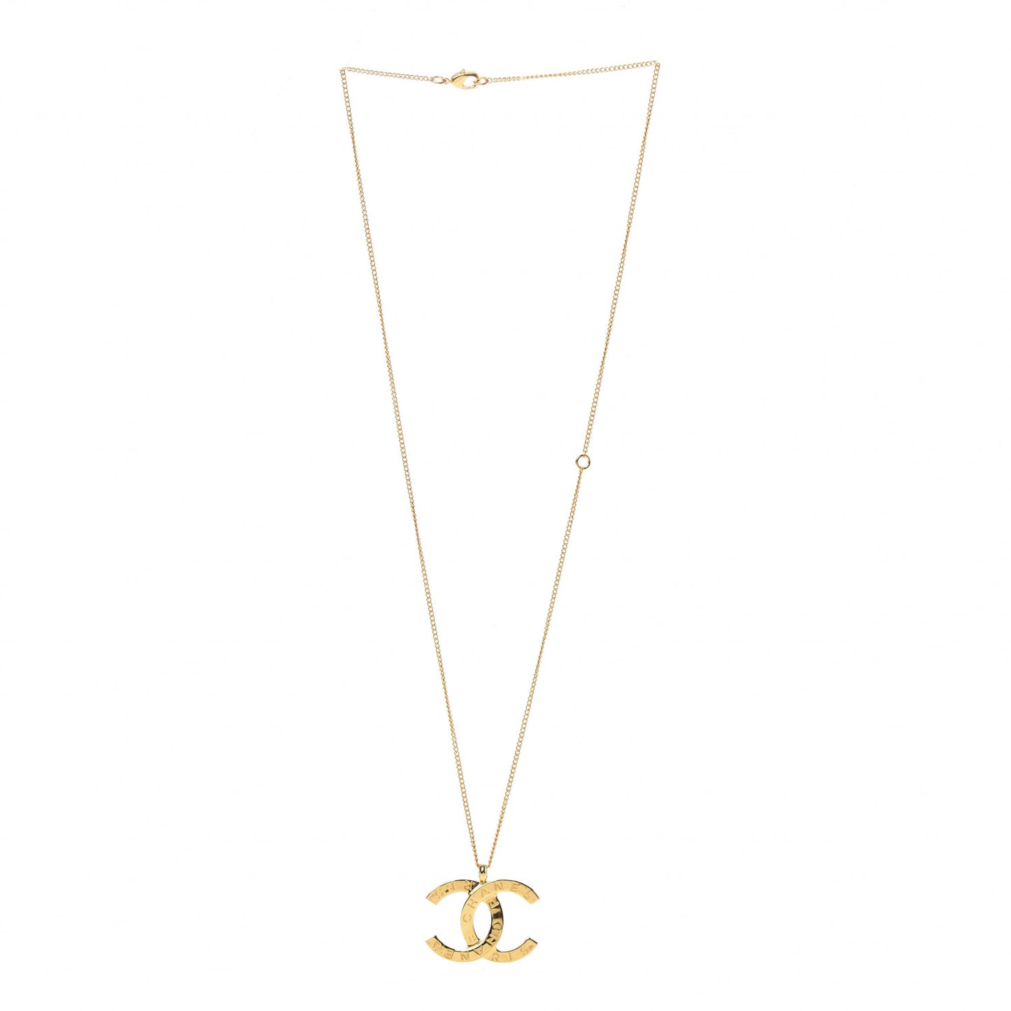 Metal CC Paris Button Necklace Gold