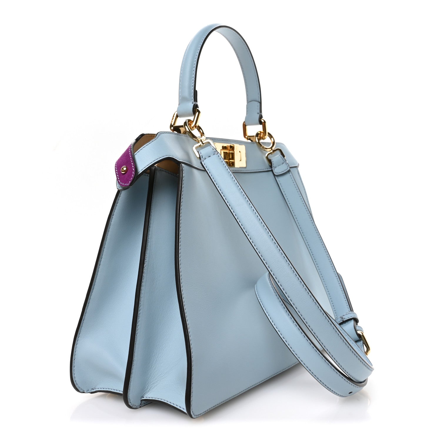 Fendi Vitello Seta Nappa Bi-Color Rainbow Girl Inlay Medium Peekaboo I SEE U Satchel Azzurro Baby Multicolor 3 of 11