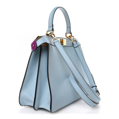 Fendi Vitello Seta Nappa Bi-Color Rainbow Girl Inlay Medium Peekaboo I SEE U Satchel Azzurro Baby Multicolor 3 of 11