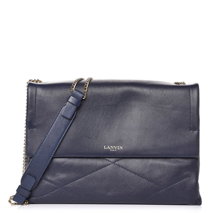 Lanvin Lambskin Quilted Medium Sugar Flap Shoulder Bag Navy 1 of 12