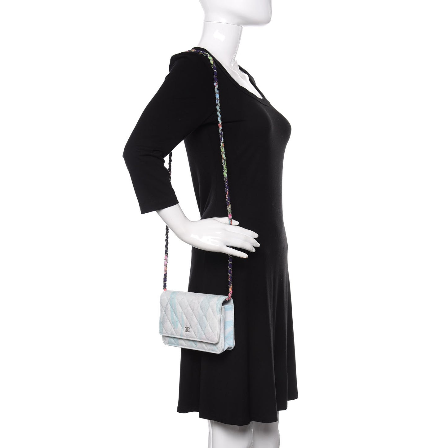 Canvas Quilted Jungle Jeans Wallet on Chain WOC Multicolor