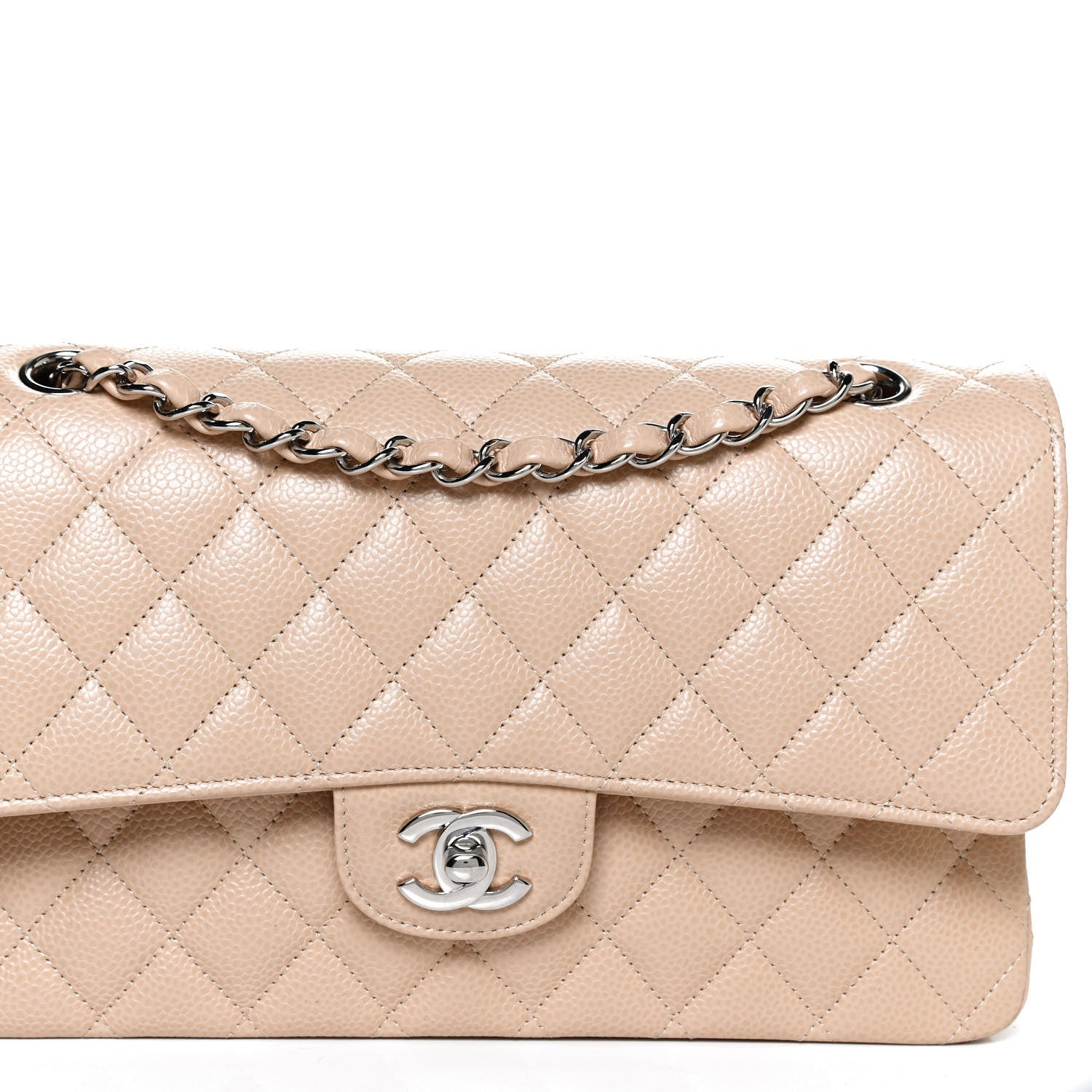 Chanel Caviar Quilted Medium Double Flap Beige 8 of 11