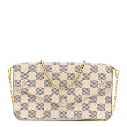Louis Vuitton Damier Azur Pochette Felicie Chain Wallet Rose Ballerine 1 of 14