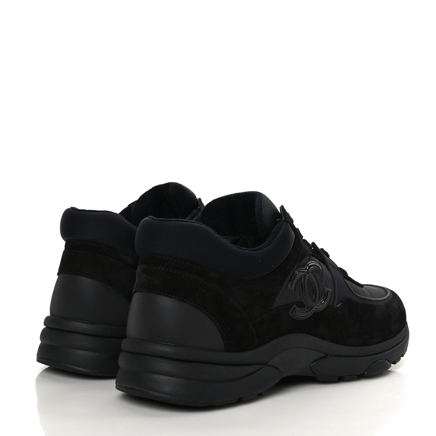 Mixed Fibers Calfskin Suede CC Sneakers 42 Black