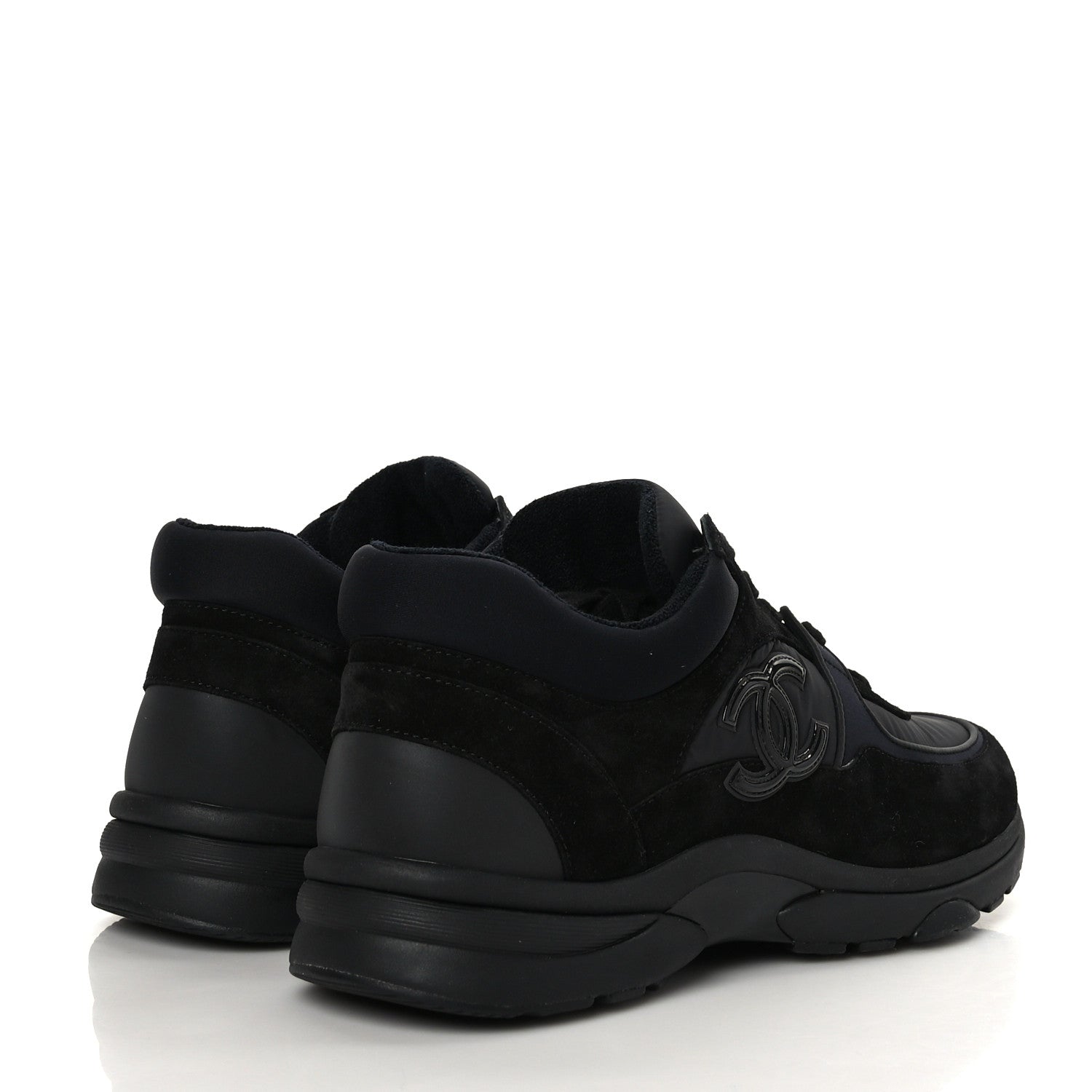 Chanel Mixed Fibers Calfskin Suede CC Sneakers 42 Black 4 of 7