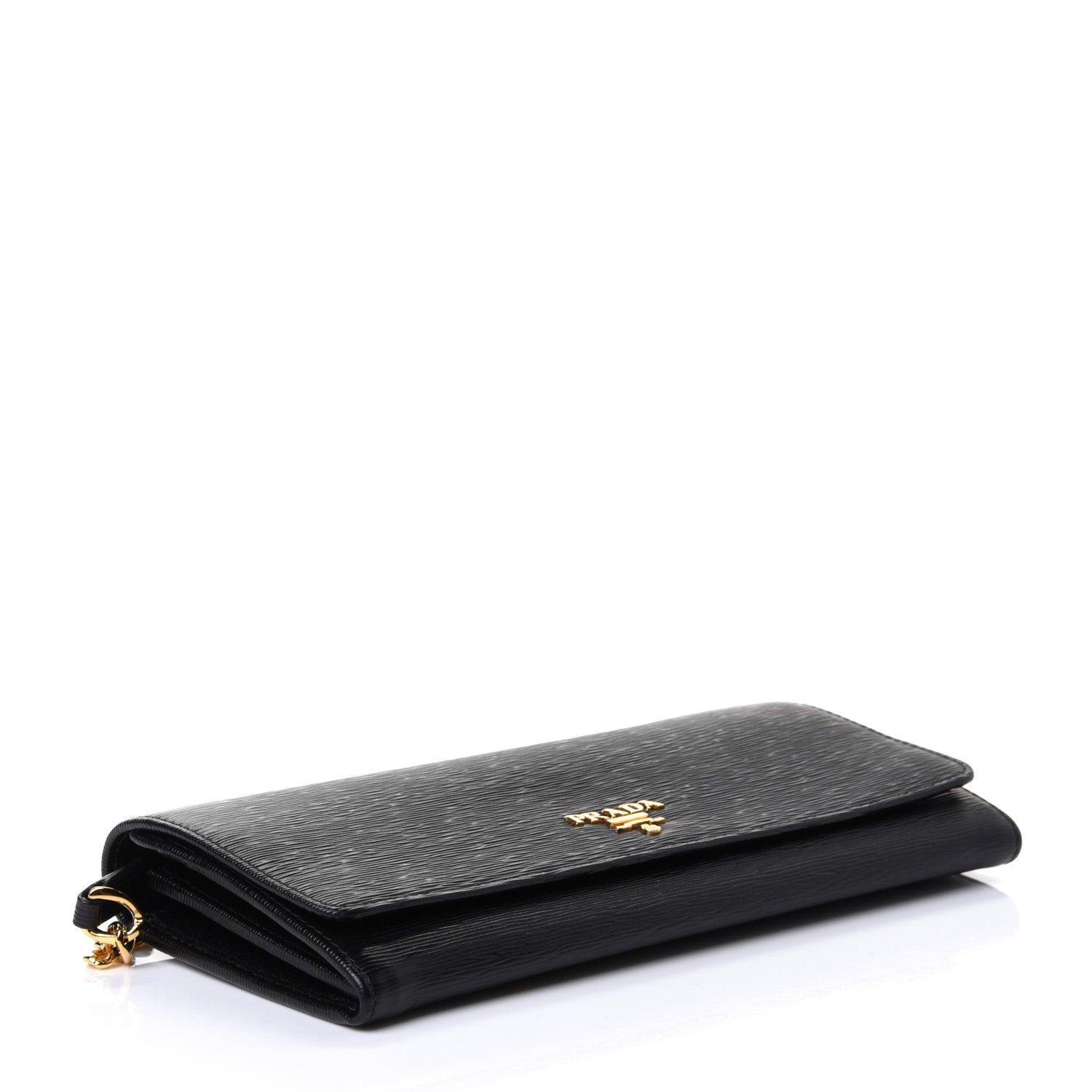 Prada Vitello Move Metal Oro Chain Wallet Black 3 of 4