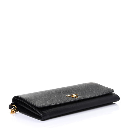 Prada Vitello Move Metal Oro Chain Wallet Black 3 of 4