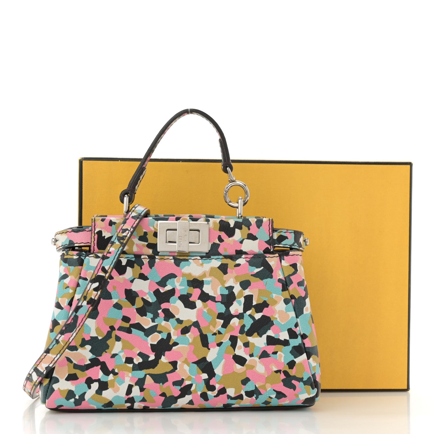 Fendi Vitello Seta Granite Micro Peekaboo Iconic Satchel Multicolor 13 of 13