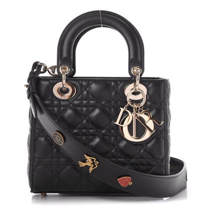 Christian Dior Lambskin Cannage Small Lucky Badges My Lady Dior Black 1 of 8