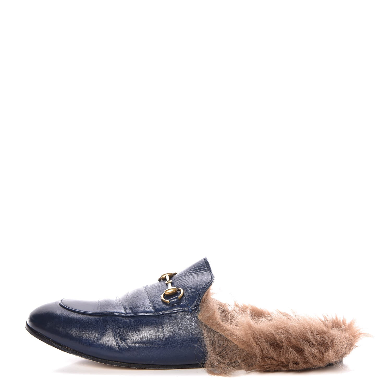 Gucci Malaga Kid Fur Womens Princetown Slippers 41 Blue Agata 1 of 11