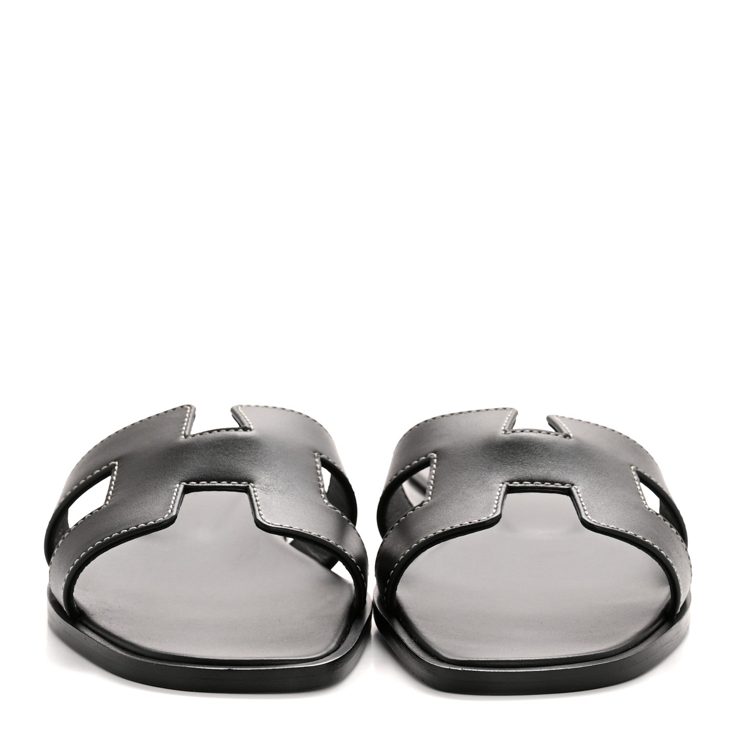 Hermes Box Calfskin Oran Sandals 35 Black 3 of 10