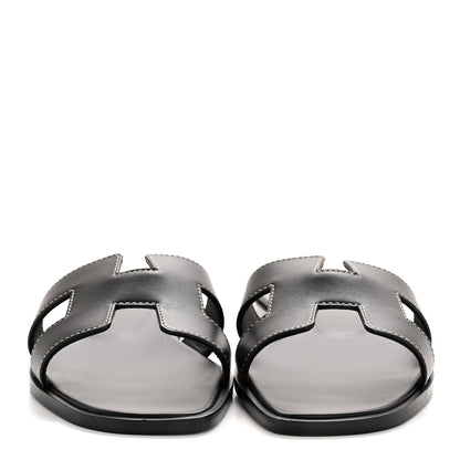 Hermes Box Calfskin Oran Sandals 35 Black 3 of 10