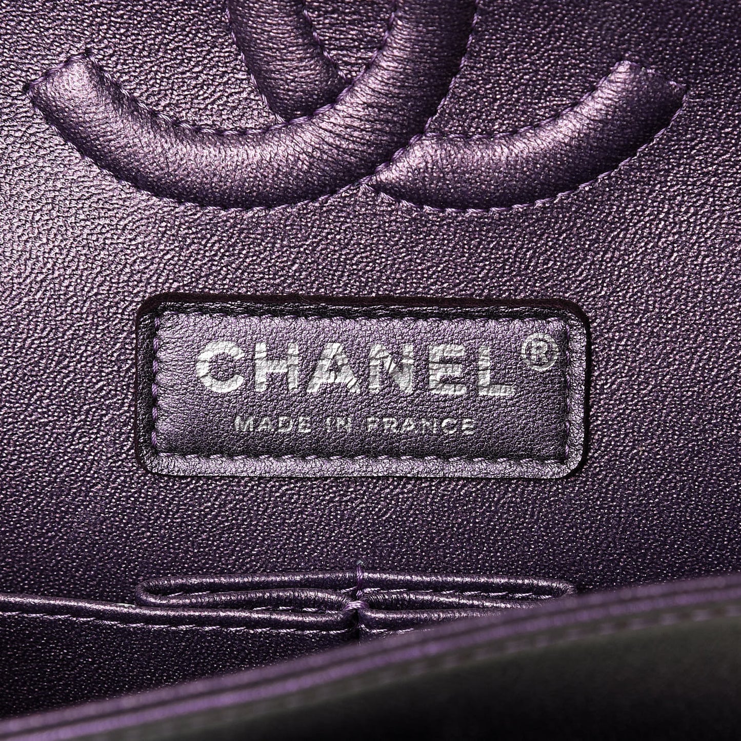 Iridescent Lambskin Quilted Medium Double Flap Dark Purple