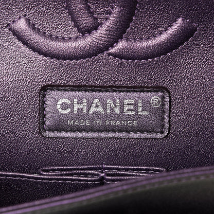 Chanel Iridescent Lambskin Quilted Medium Double Flap Dark Purple 7 of 11