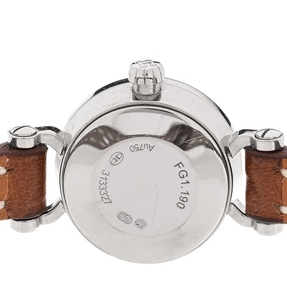 Hermes 18K White Gold Barenia Diamond 16mm Faubourg Quartz Watch Fauve 4 of 5