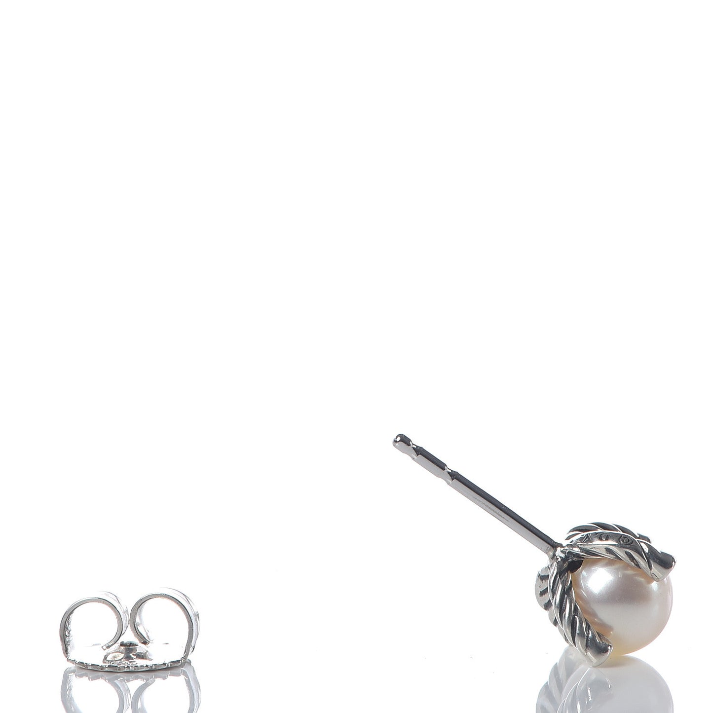 Sterling Silver Diamond Pearl 7mm Earrings