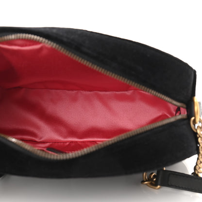 Gucci Velvet Matelasse Small GG Marmont Chain Shoulder Bag Black 5 of 11