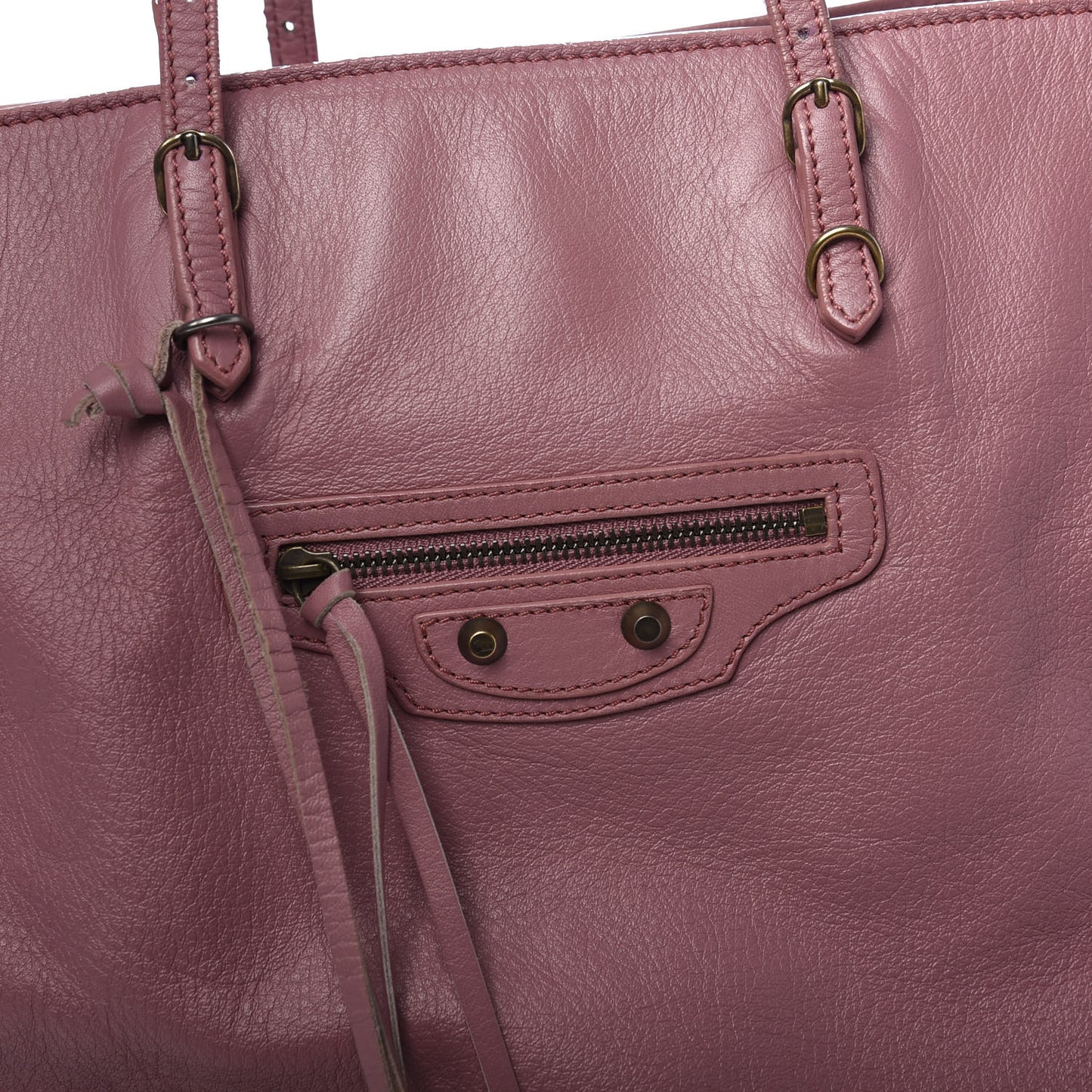 Calfskin Papier Ledger Tote Pink