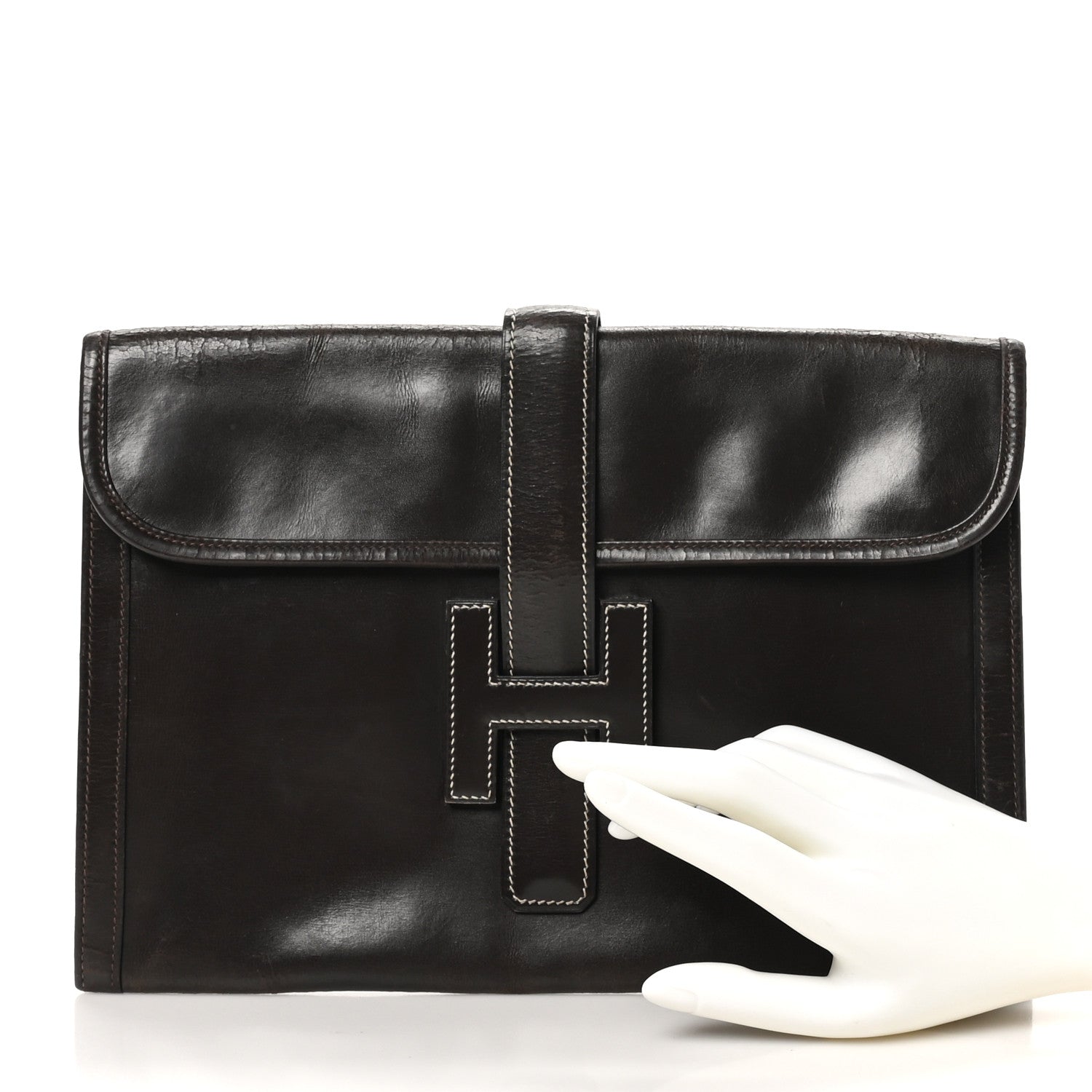 Hermes Box Jige GM Clutch Chocolate 2 of 10