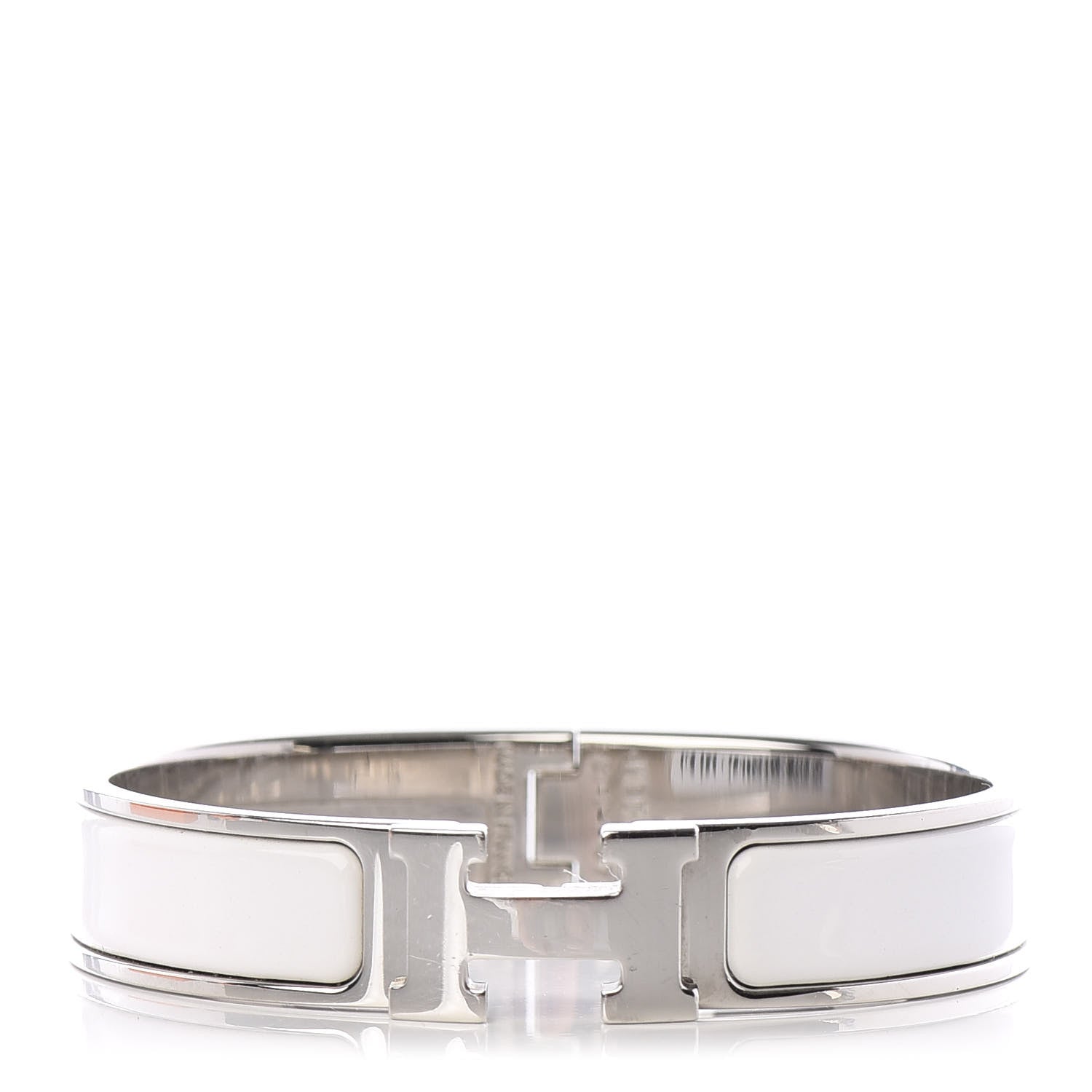 Hermes Enamel Narrow Clic Clac H Bracelet PM White 1 of 5
