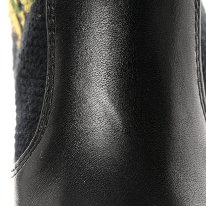 Saint Laurent Calfskin Woven Wool Embroidered Knee High Boots 37 Black 18 of 18
