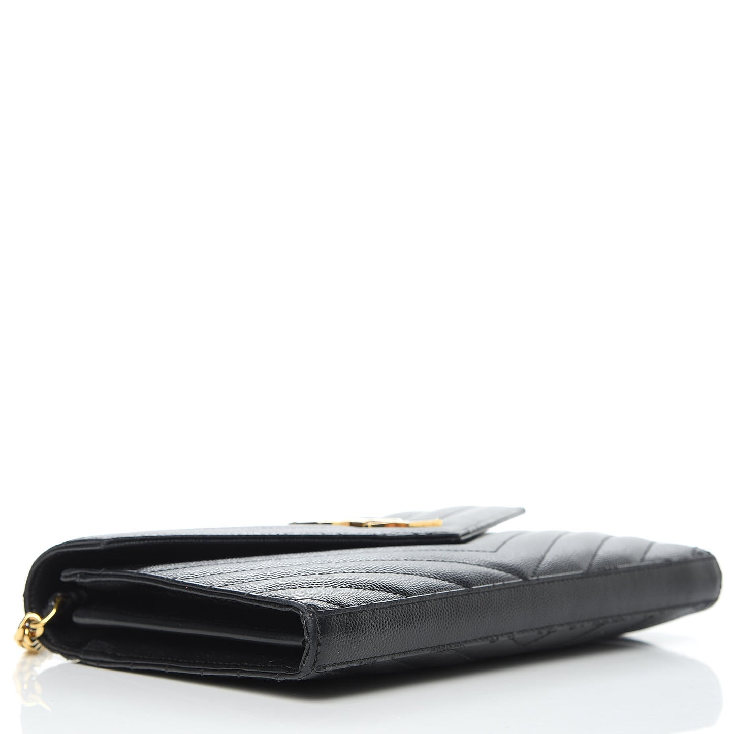 Grain De Poudre Matelasse Chevron Monogram Chain Wallet Black