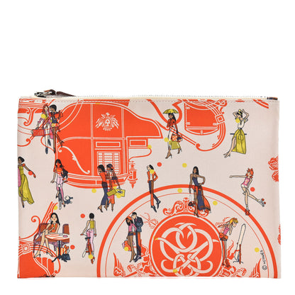 Hermes Technical Silk Ex-Libris Les Parisiennes Silky Pocket Cosmetic Case Geranium Nata Gold 1 of 7