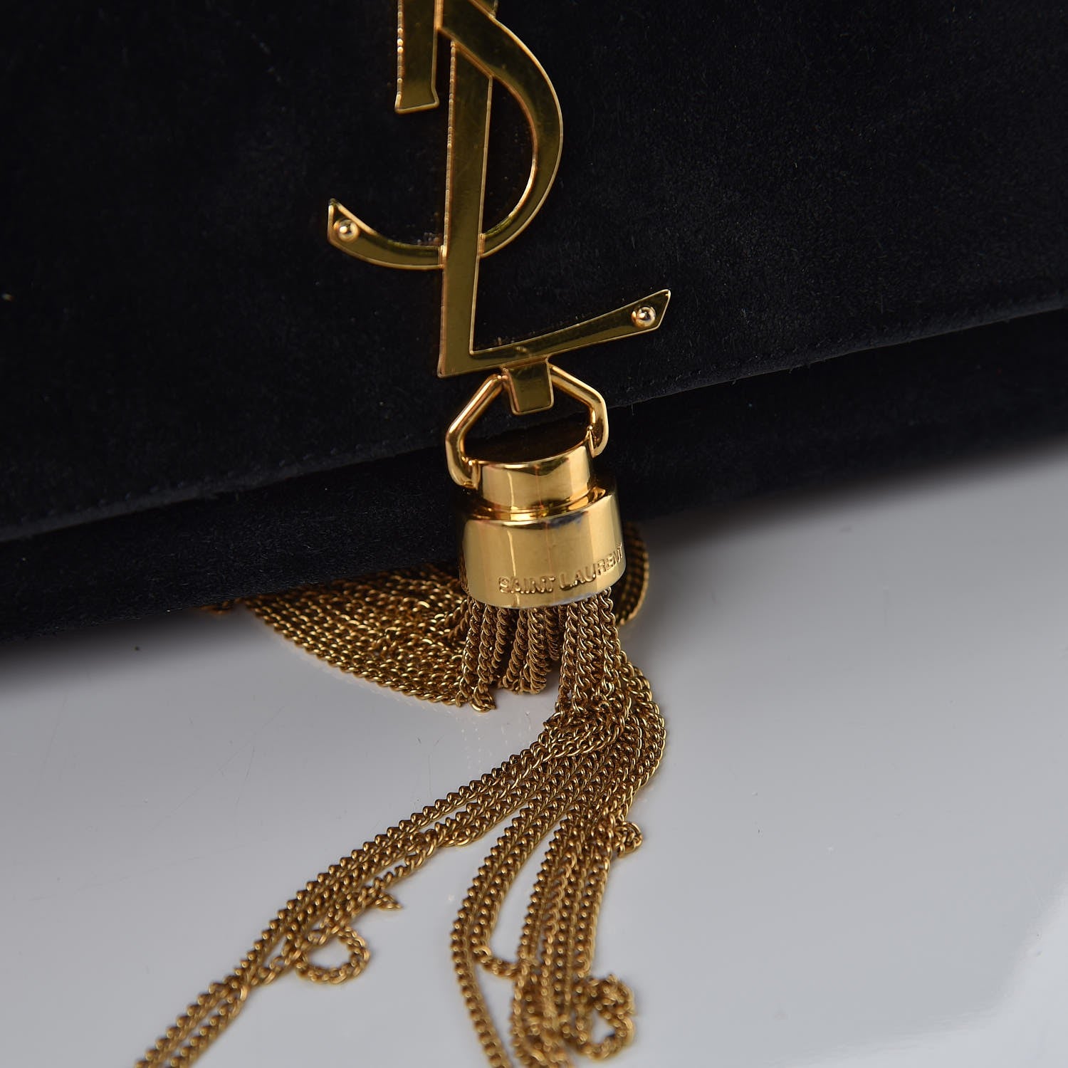 Saint Laurent Suede Small Classic Monogram Kate Tassel Satchel Black 12 of 21