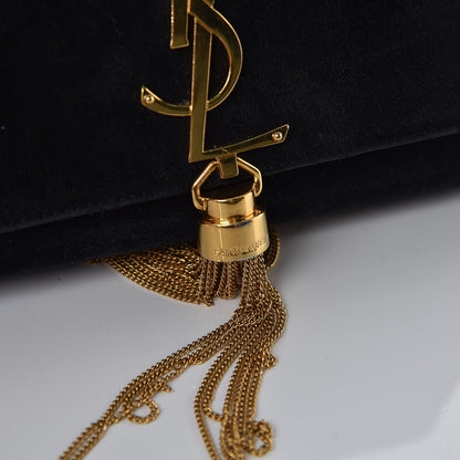Saint Laurent Suede Small Classic Monogram Kate Tassel Satchel Black 12 of 21