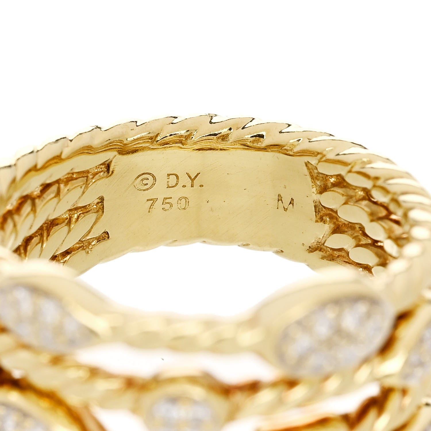 David Yurman 18K Yellow Gold Diamond Four-Row Confetti Ring 53 6.5 4 of 4