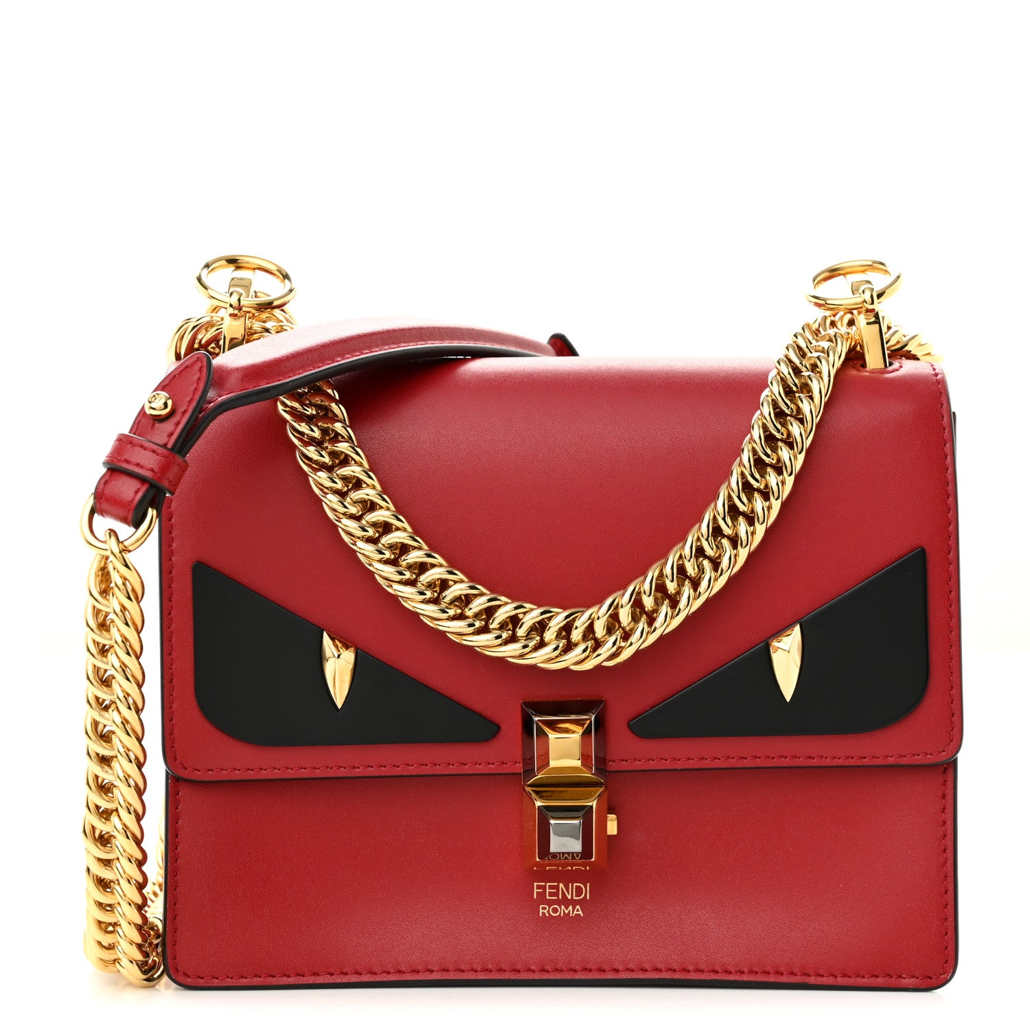 Fendi Vitello Liberty Monster Eyes Small Kan I Shoulder Bag Fragola 1 of 10