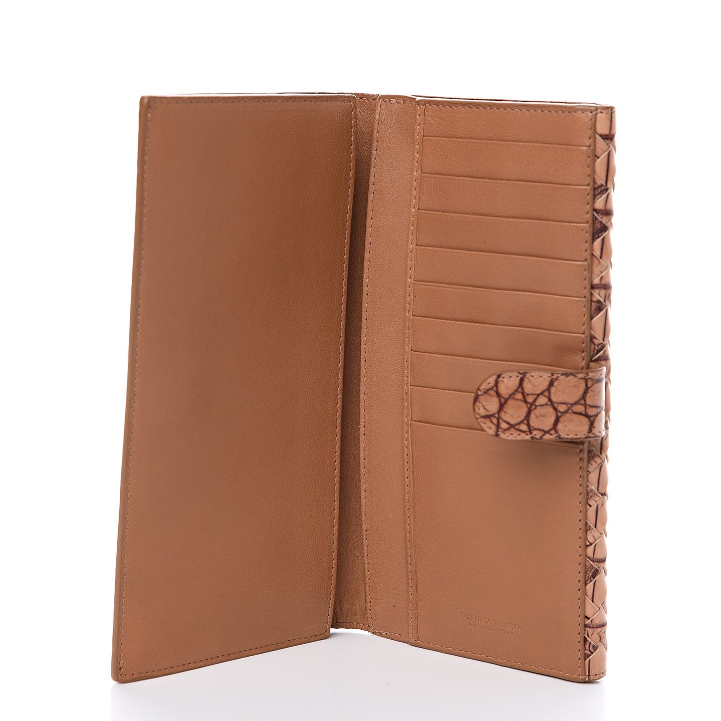 Crocodile Intrecciato Continental Wallet Light Brown