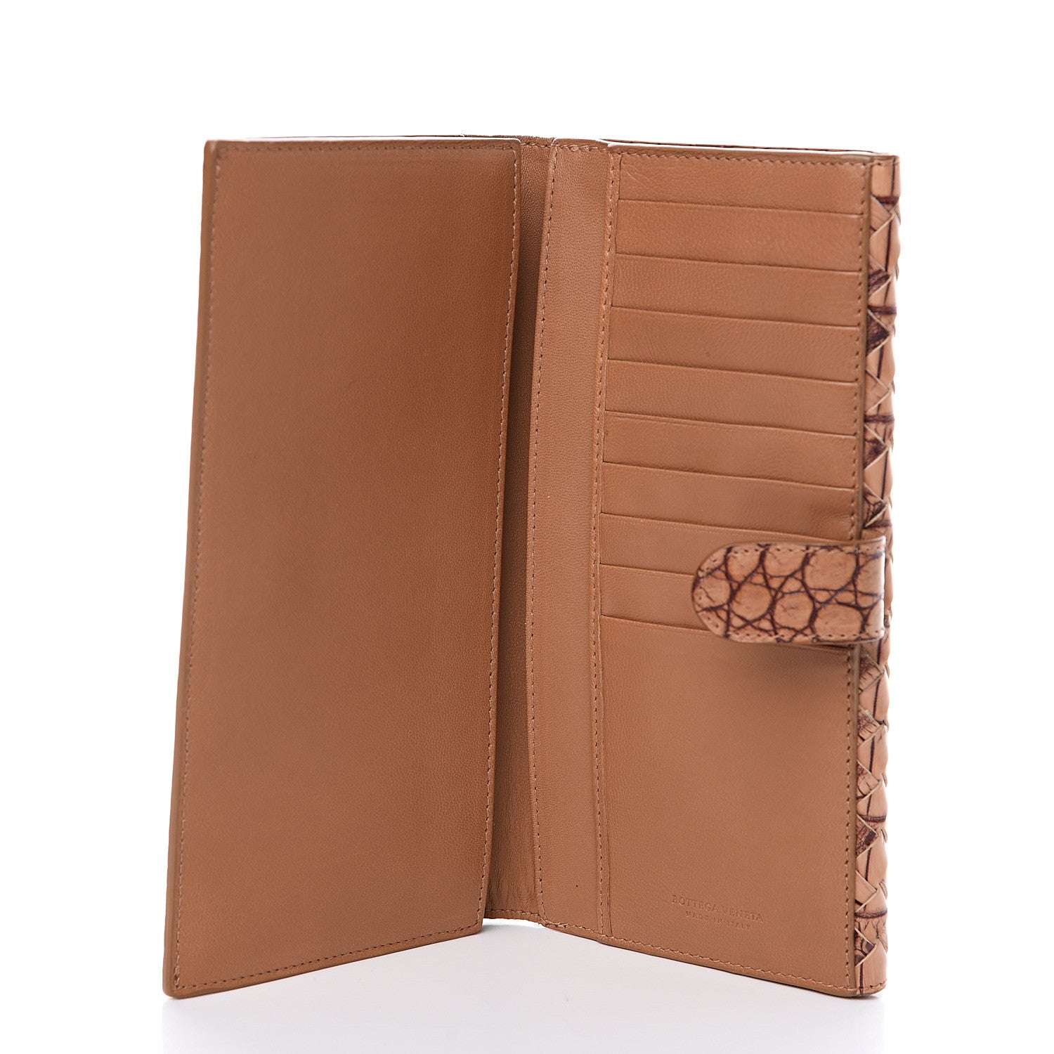 Bottega Veneta Crocodile Intrecciato Continental Wallet Light Brown 4 of 10