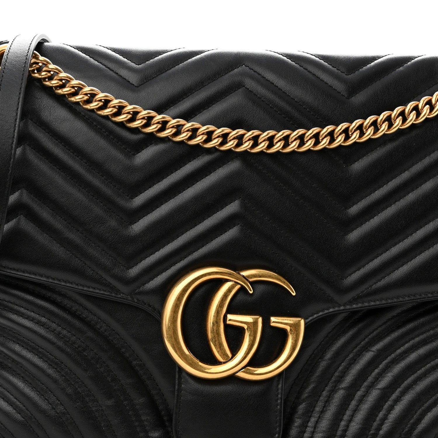 Gucci Calfskin Matelasse Large GG Marmont Shoulder Bag Black 7 of 10