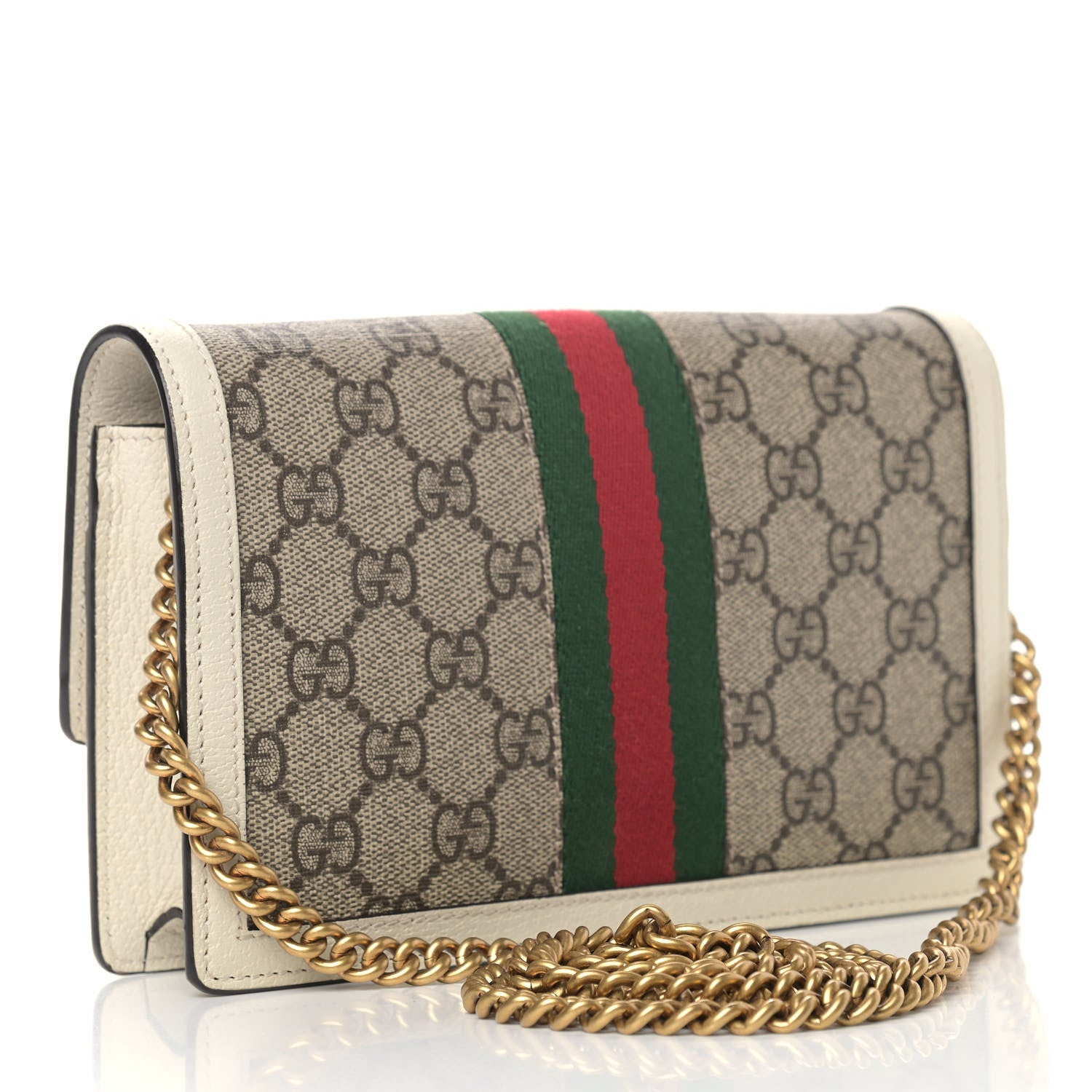 Gucci GG Supreme Monogram Web Queen Margaret Chain Wallet White 3 of 10