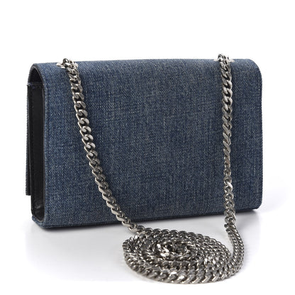 Saint Laurent Denim Small Classic Monogram Kate Satchel Blue 2 of 9