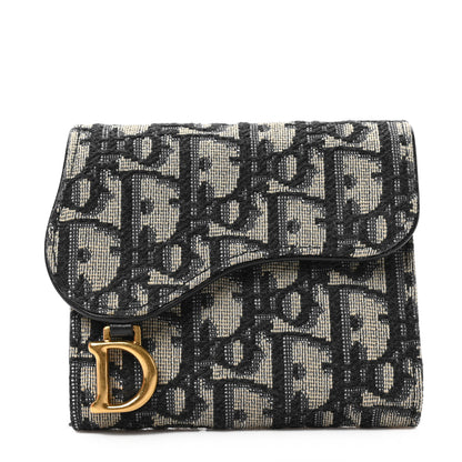 Christian Dior Oblique Saddle Lotus Wallet Blue 1 of 6