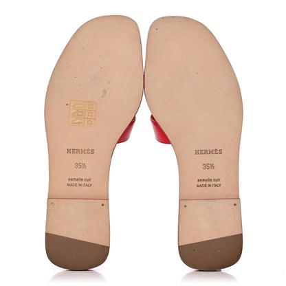 Hermes Calfskin Oran Sandals 35.5 Rouge Bali 5 of 10