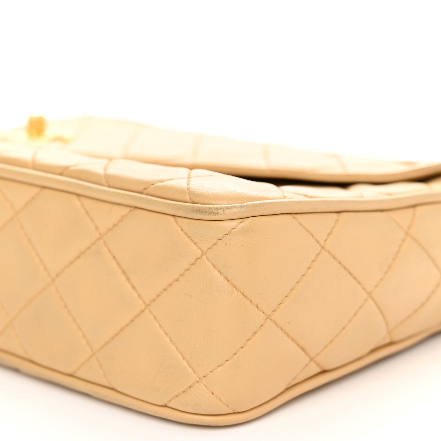 Lambskin Quilted Tassel Flap Camera Case Beige