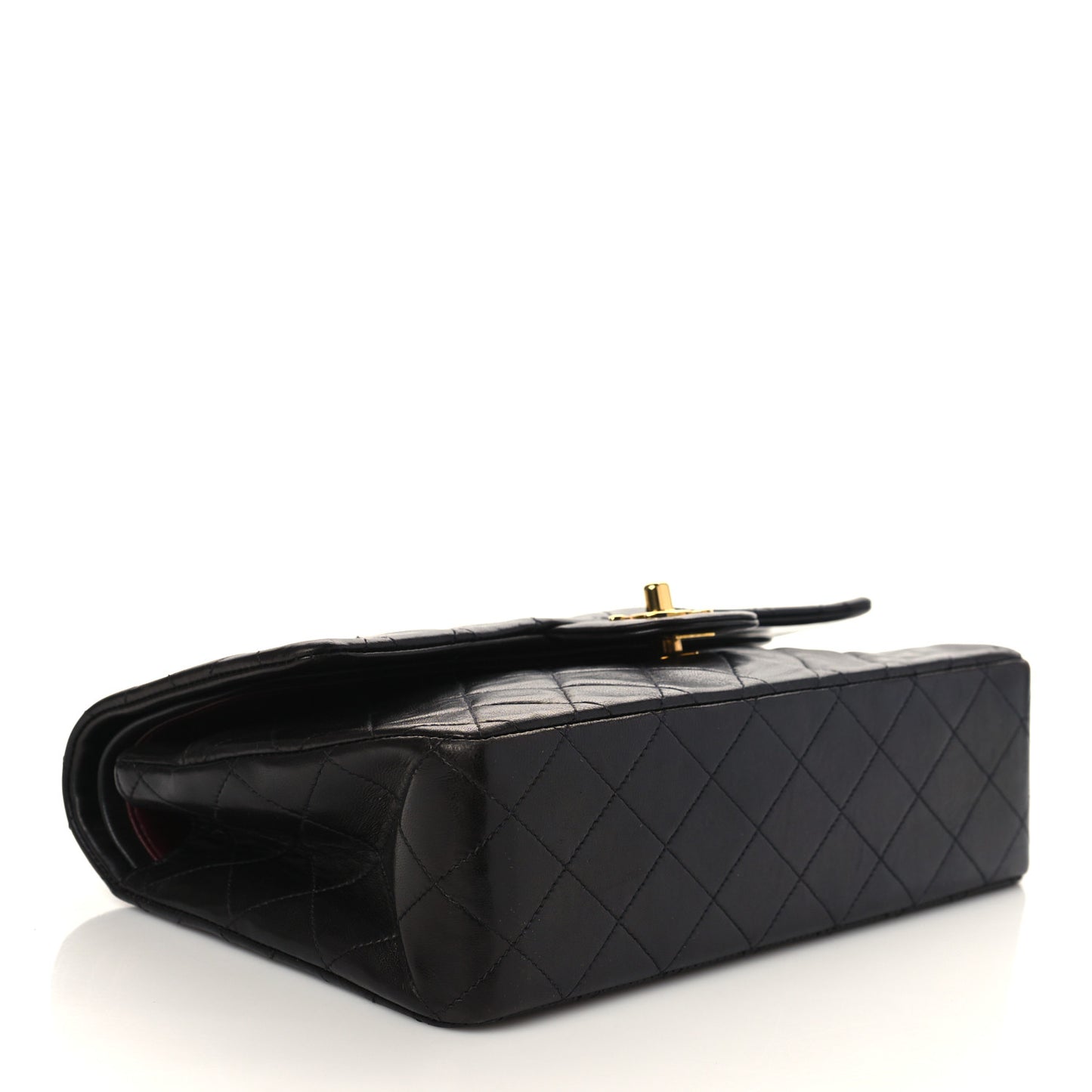 Lambskin Quilted Medium Double Flap Black
