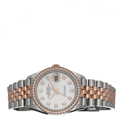 Rolex Stainless Steel 18K Everose Gold Diamond Bezel Mother of Pearl 36mm Oyster Perpetual Datejust Watch 126281RBR 2 of 5