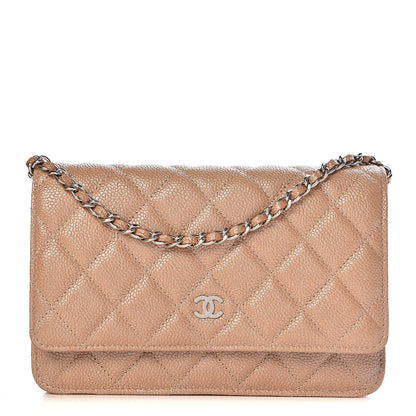 Chanel Pearly Caviar Quilted Wallet On Chain WOC Dark Beige 1 of 13