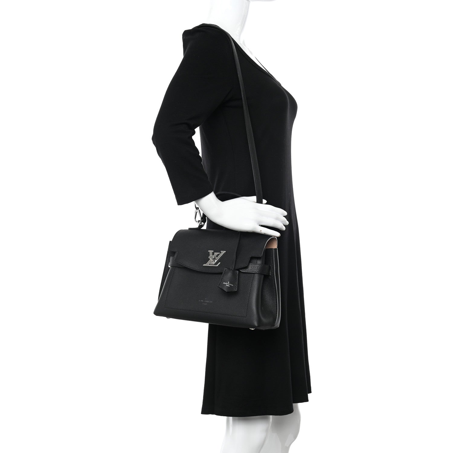 Louis Vuitton Calfskin Lockme Ever BB Black 2 of 11