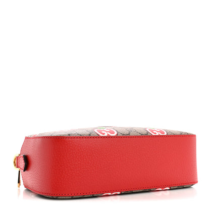 Gucci GG Supreme Monogram Apple Small Retro Interlocking G Shoulder Bag Beige Multicolor Lobster Red 4 of 12