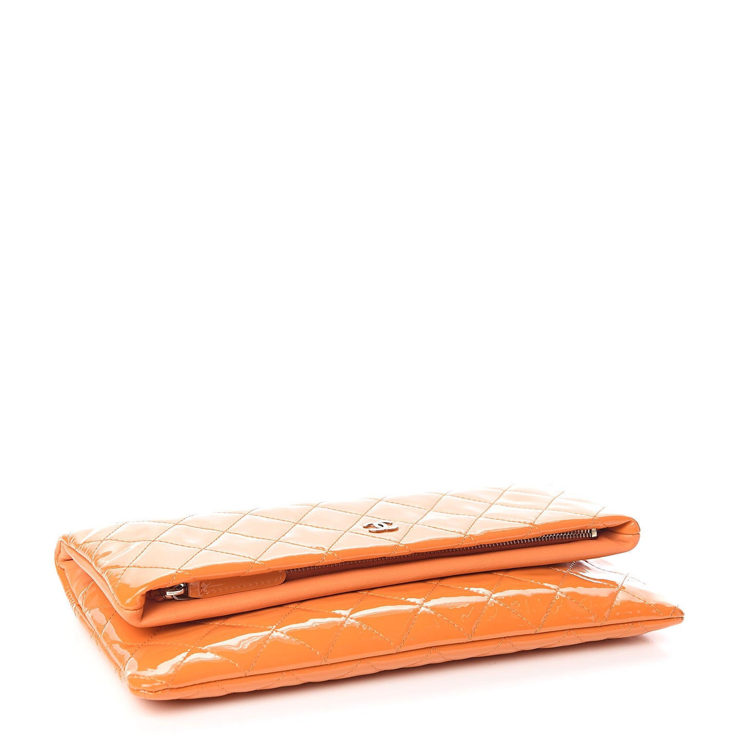 Patent Calfskin Quilted Beauty CC Clutch Orange
