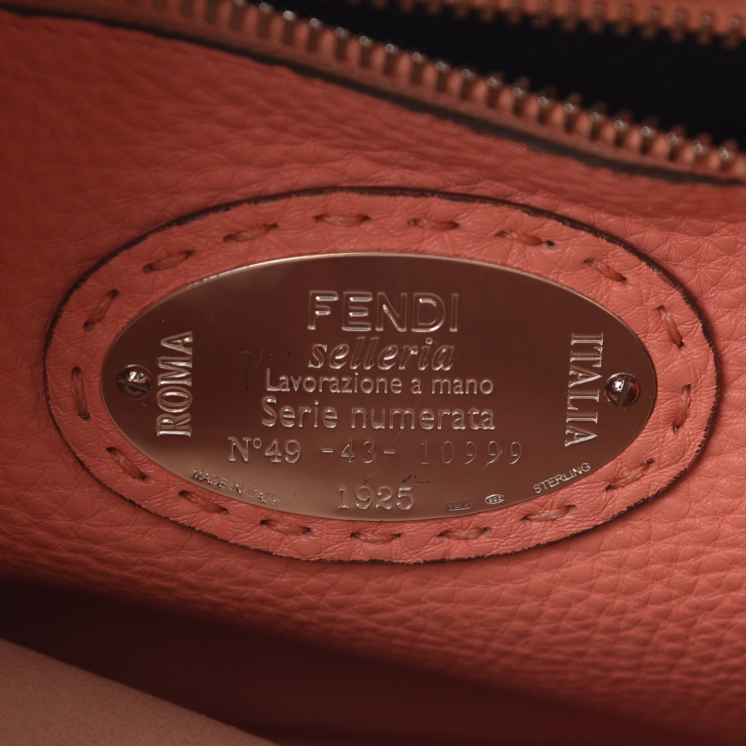 Fendi Cuoio Romano Selleria Bi-Color Medium Peekaboo Iconic Satchel Rosa Plaster Pesca 5 of 9
