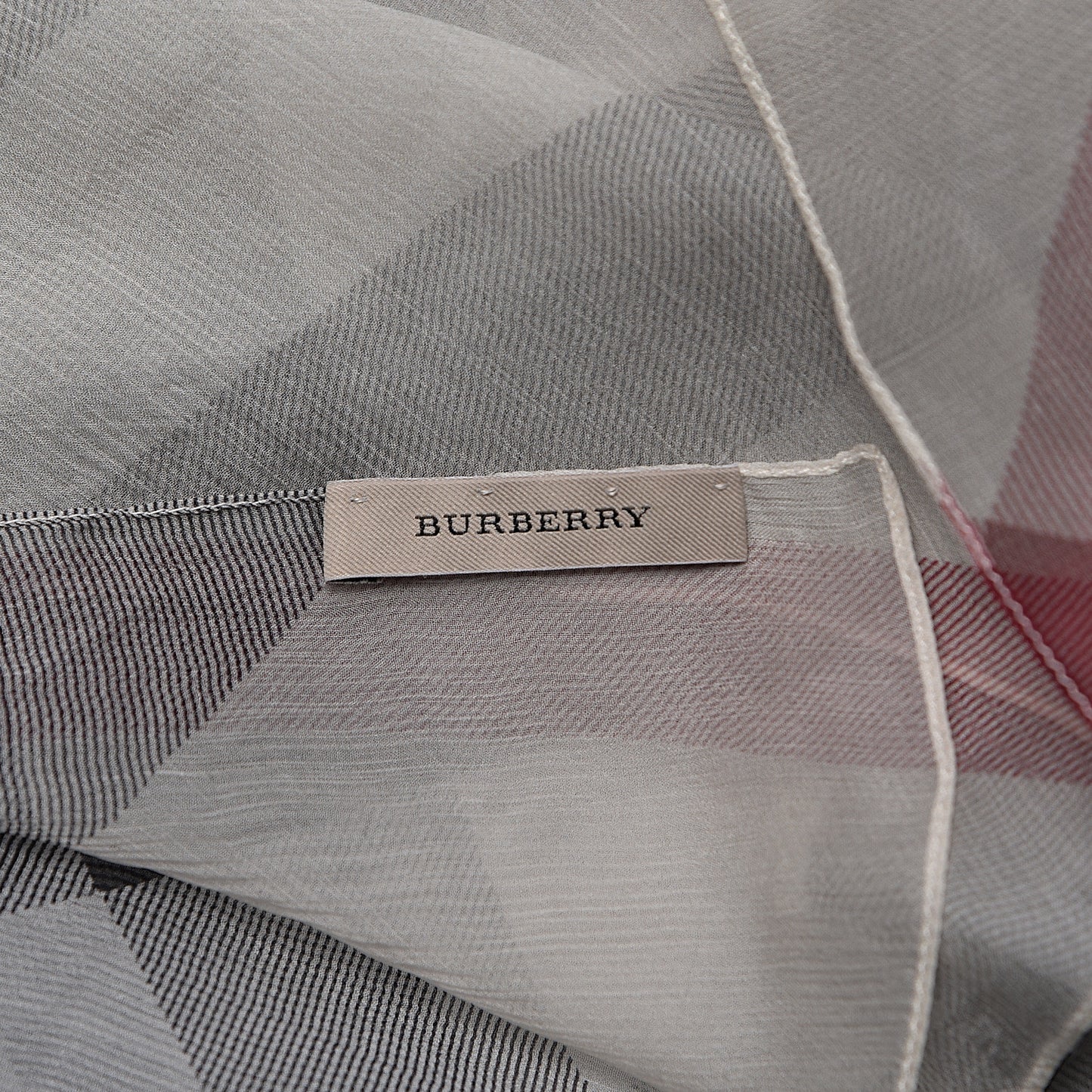 Silk Giant Check Scarf Ivory
