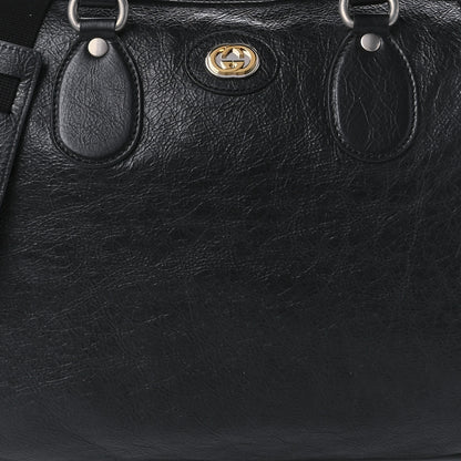Gucci Fluffy Calfskin Morpheus Weekender Duffle Black 9 of 10