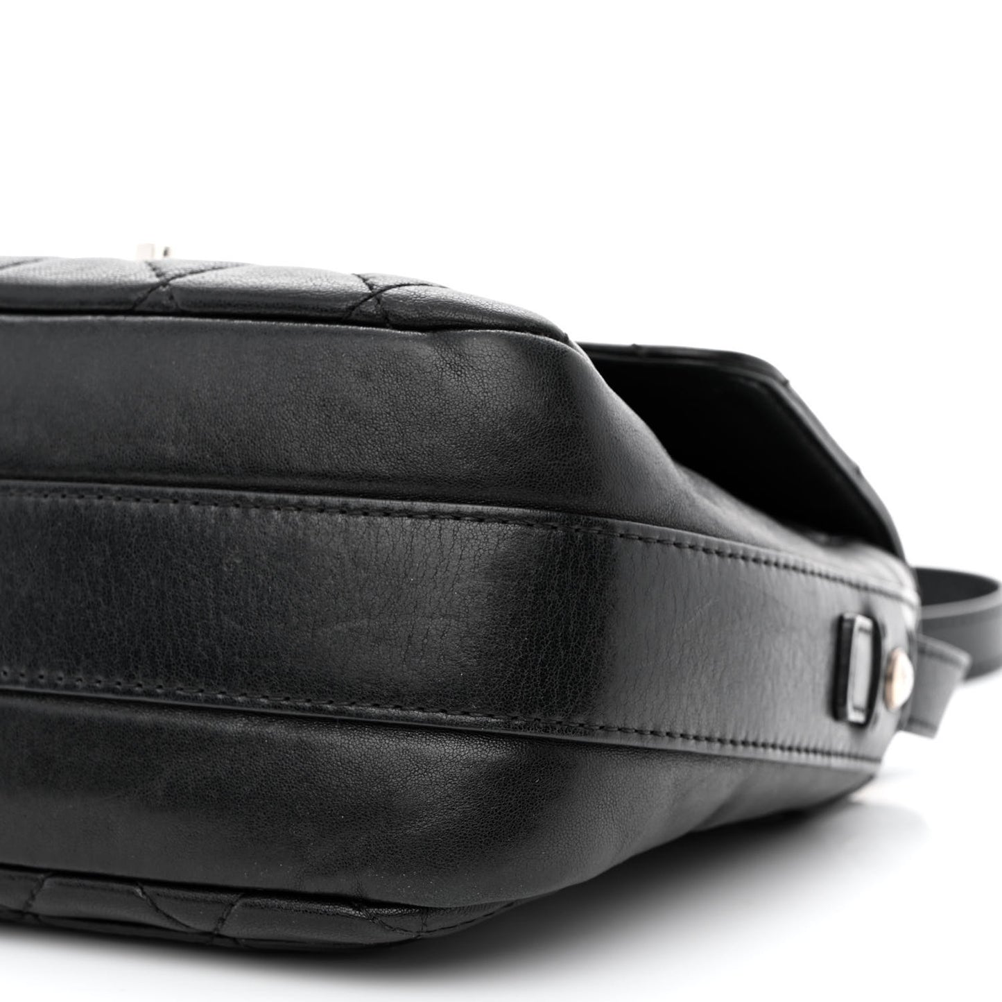 Lambskin Quilted Messenger Bag Black